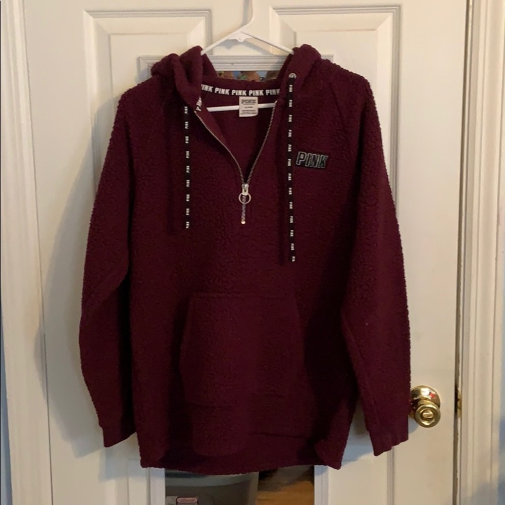 Pink fleece pullover
